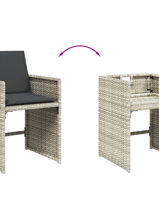 Tuinstoelen 4 st met kussens poly rattan lichtgrijs