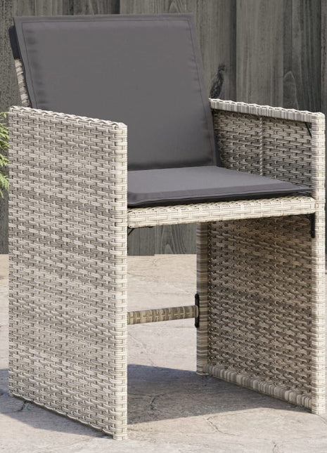 Tuinstoelen 4 st met kussens poly rattan lichtgrijs