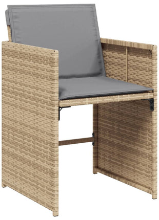 Tuinstoelen 4 st met kussens poly rattan gemengd beige