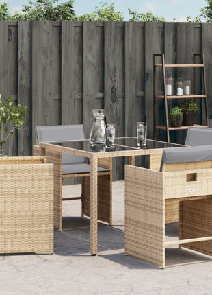 Tuinstoelen 4 st met kussens poly rattan gemengd beige