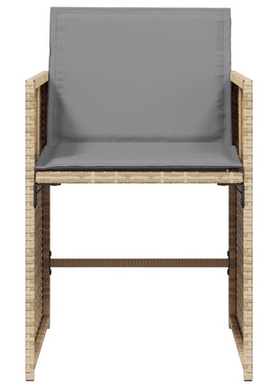 Tuinstoelen 4 st met kussens poly rattan gemengd beige