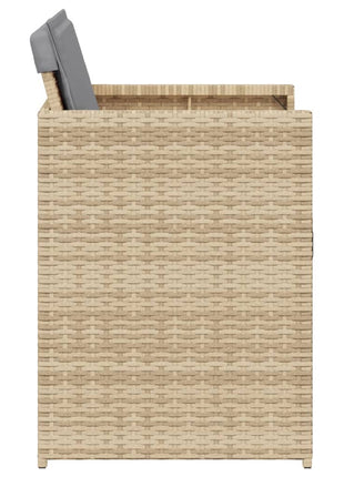 Tuinstoelen 4 st met kussens poly rattan gemengd beige