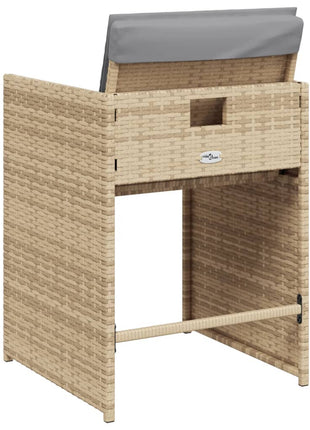 Tuinstoelen 4 st met kussens poly rattan gemengd beige