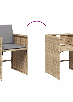 Tuinstoelen 4 st met kussens poly rattan gemengd beige