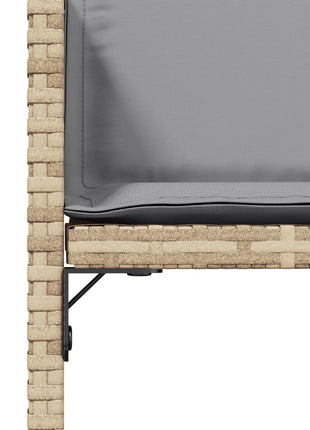 Tuinstoelen 4 st met kussens poly rattan gemengd beige