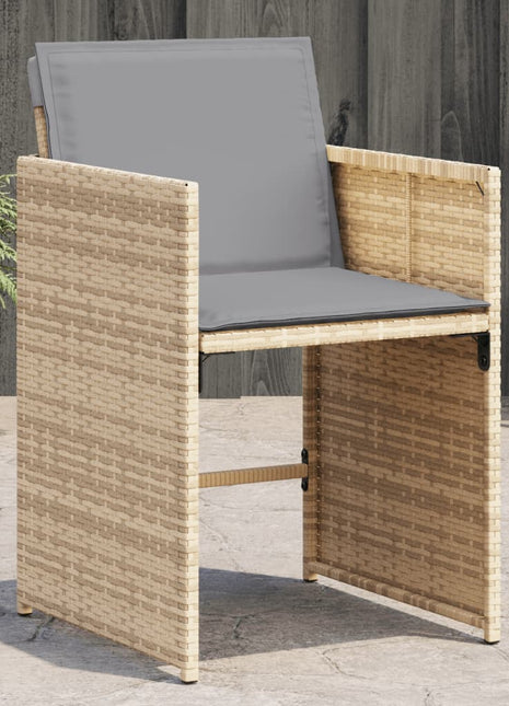 Tuinstoelen 4 st met kussens poly rattan gemengd beige