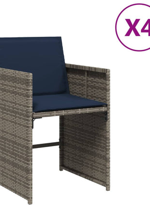 Tuinstoelen 4 st met kussens poly rattan grijs