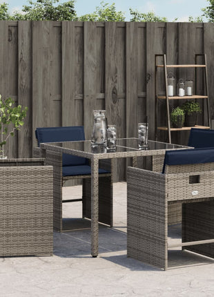 Tuinstoelen 4 st met kussens poly rattan grijs