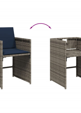 Tuinstoelen 4 st met kussens poly rattan grijs