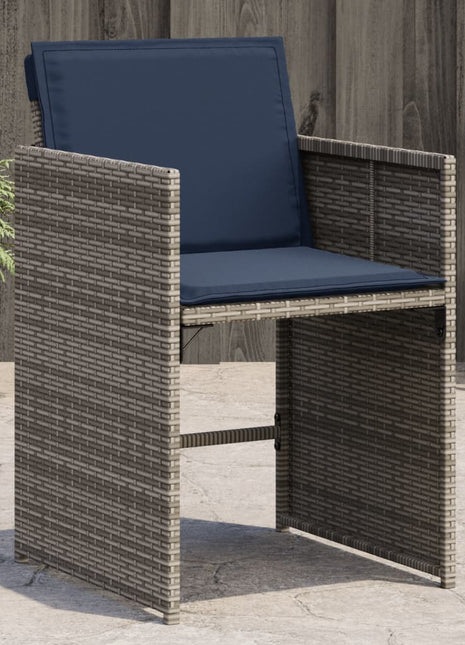 Tuinstoelen 4 st met kussens poly rattan grijs