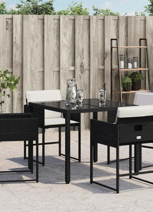 Tuinstoelen 4 st met kussens poly rattan zwart
