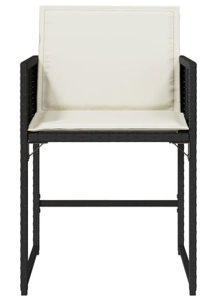 Tuinstoelen 4 st met kussens poly rattan zwart