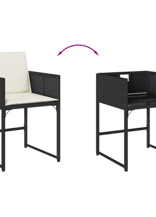 Tuinstoelen 4 st met kussens poly rattan zwart