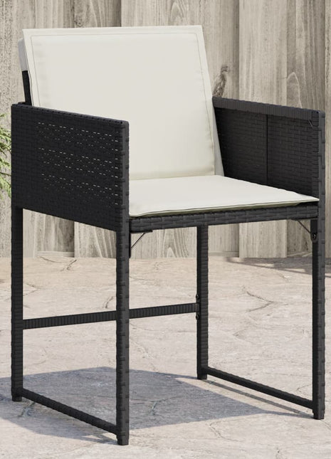 Tuinstoelen 4 st met kussens poly rattan zwart