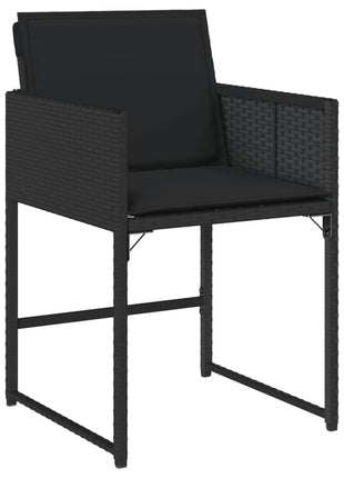 Tuinstoelen 4 st met kussens poly rattan zwart