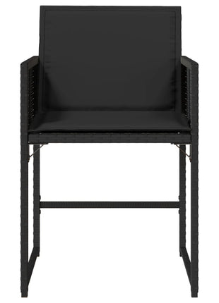 Tuinstoelen 4 st met kussens poly rattan zwart