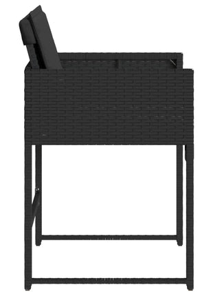 Tuinstoelen 4 st met kussens poly rattan zwart