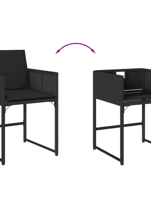 Tuinstoelen 4 st met kussens poly rattan zwart