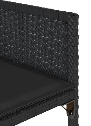Tuinstoelen 4 st met kussens poly rattan zwart