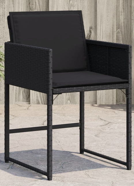 Tuinstoelen 4 st met kussens poly rattan zwart