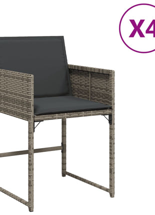 Tuinstoelen 4 st met kussens poly rattan grijs