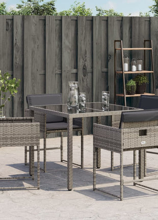 Tuinstoelen 4 st met kussens poly rattan grijs