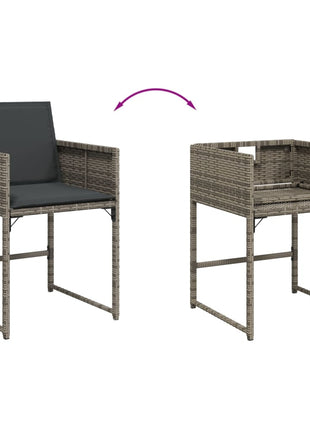Tuinstoelen 4 st met kussens poly rattan grijs