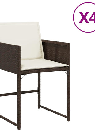 Tuinstoelen 4 st met kussens poly rattan bruin