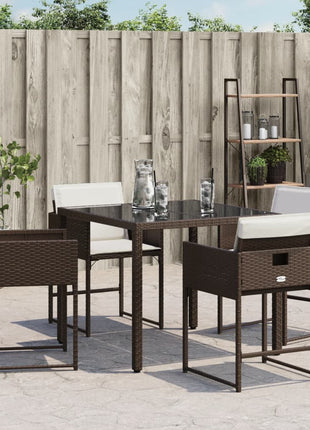Tuinstoelen 4 st met kussens poly rattan bruin