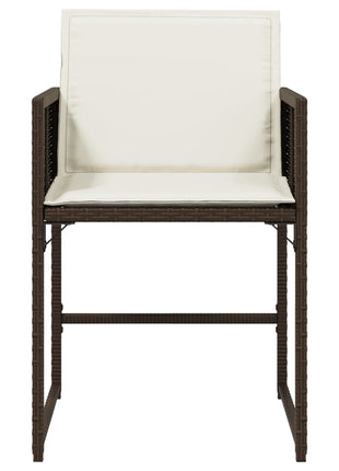 Tuinstoelen 4 st met kussens poly rattan bruin