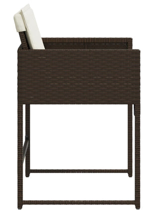 Tuinstoelen 4 st met kussens poly rattan bruin