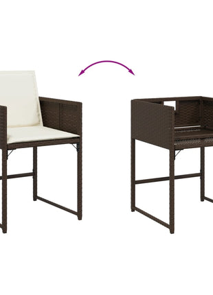 Tuinstoelen 4 st met kussens poly rattan bruin