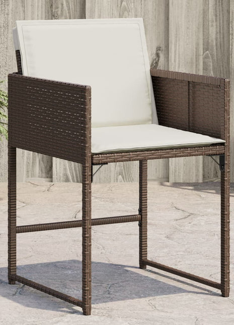 Tuinstoelen 4 st met kussens poly rattan bruin