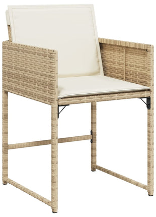 Tuinstoelen 4 st met kussens poly rattan beige