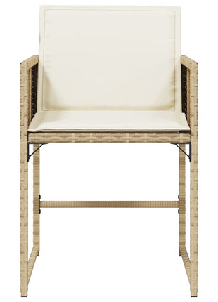 Tuinstoelen 4 st met kussens poly rattan beige