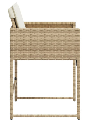 Tuinstoelen 4 st met kussens poly rattan beige