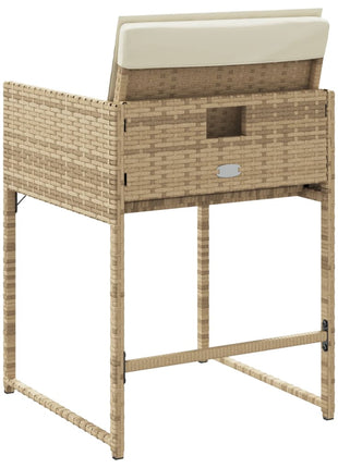 Tuinstoelen 4 st met kussens poly rattan beige