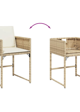 Tuinstoelen 4 st met kussens poly rattan beige