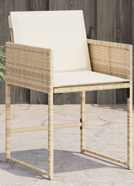 Tuinstoelen 4 st met kussens poly rattan beige