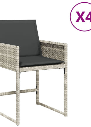 Tuinstoelen 4 st met kussens poly rattan lichtgrijs