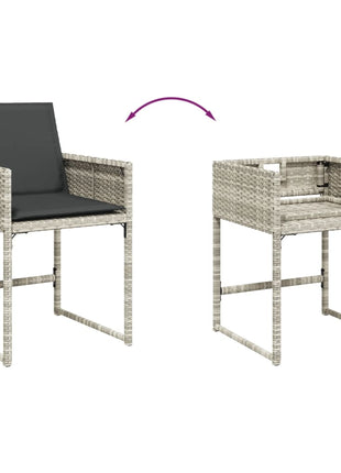 Tuinstoelen 4 st met kussens poly rattan lichtgrijs