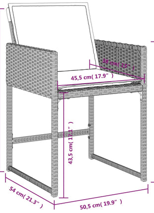 Tuinstoelen 4 st met kussens poly rattan lichtgrijs
