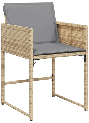 Tuinstoelen 4 st met kussens poly rattan gemengd beige