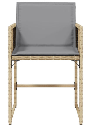 Tuinstoelen 4 st met kussens poly rattan gemengd beige