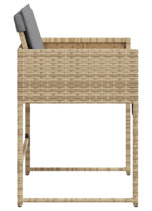 Tuinstoelen 4 st met kussens poly rattan gemengd beige
