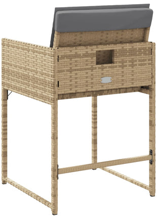 Tuinstoelen 4 st met kussens poly rattan gemengd beige