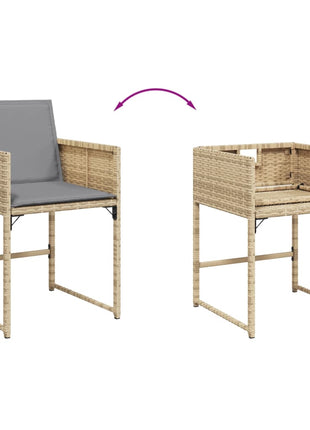 Tuinstoelen 4 st met kussens poly rattan gemengd beige
