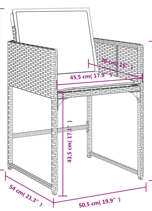 Tuinstoelen 4 st met kussens poly rattan gemengd beige