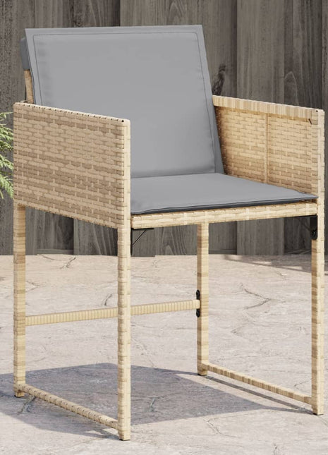 Tuinstoelen 4 st met kussens poly rattan gemengd beige