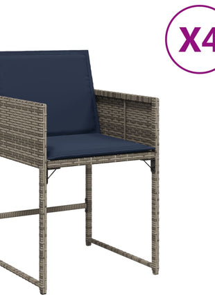 Tuinstoelen 4 st met kussens poly rattan grijs